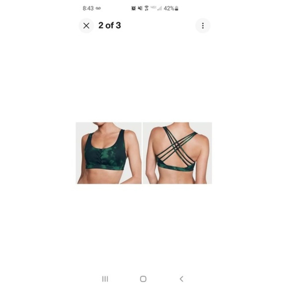 Victoria's Secret Flow on‎ Point Sports Bra Medium Blue Green Strappy Lace Up - Picture 8 of 9